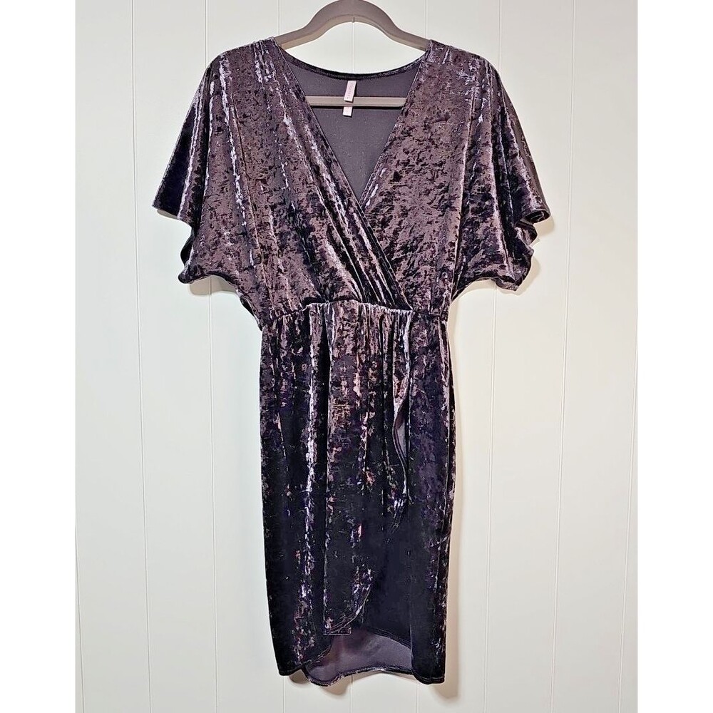 Xhilaration Womens Velour Surplice Knee Length Dress XS Dark Feminine Whimsigoth
